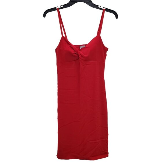 Venus USA Women's Vintage 90s Y2K Red Twist Front Slinky Knit Mini Dress Sz L‎ - Picture 1 of 4